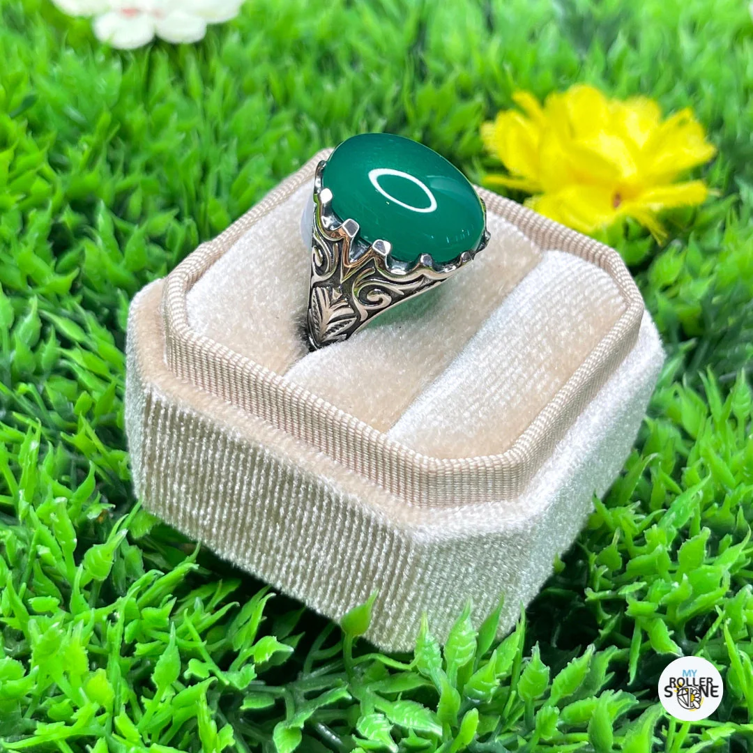 Chevalière Argent Onyx Vert Paon - Image 2