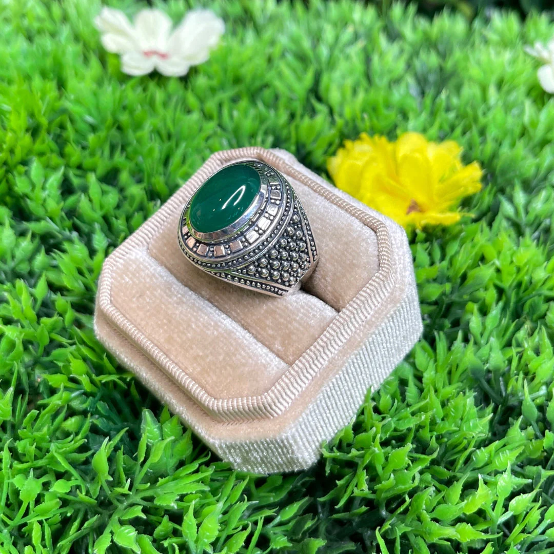 Chevalière Argent Onyx Vert Viking - Image 2
