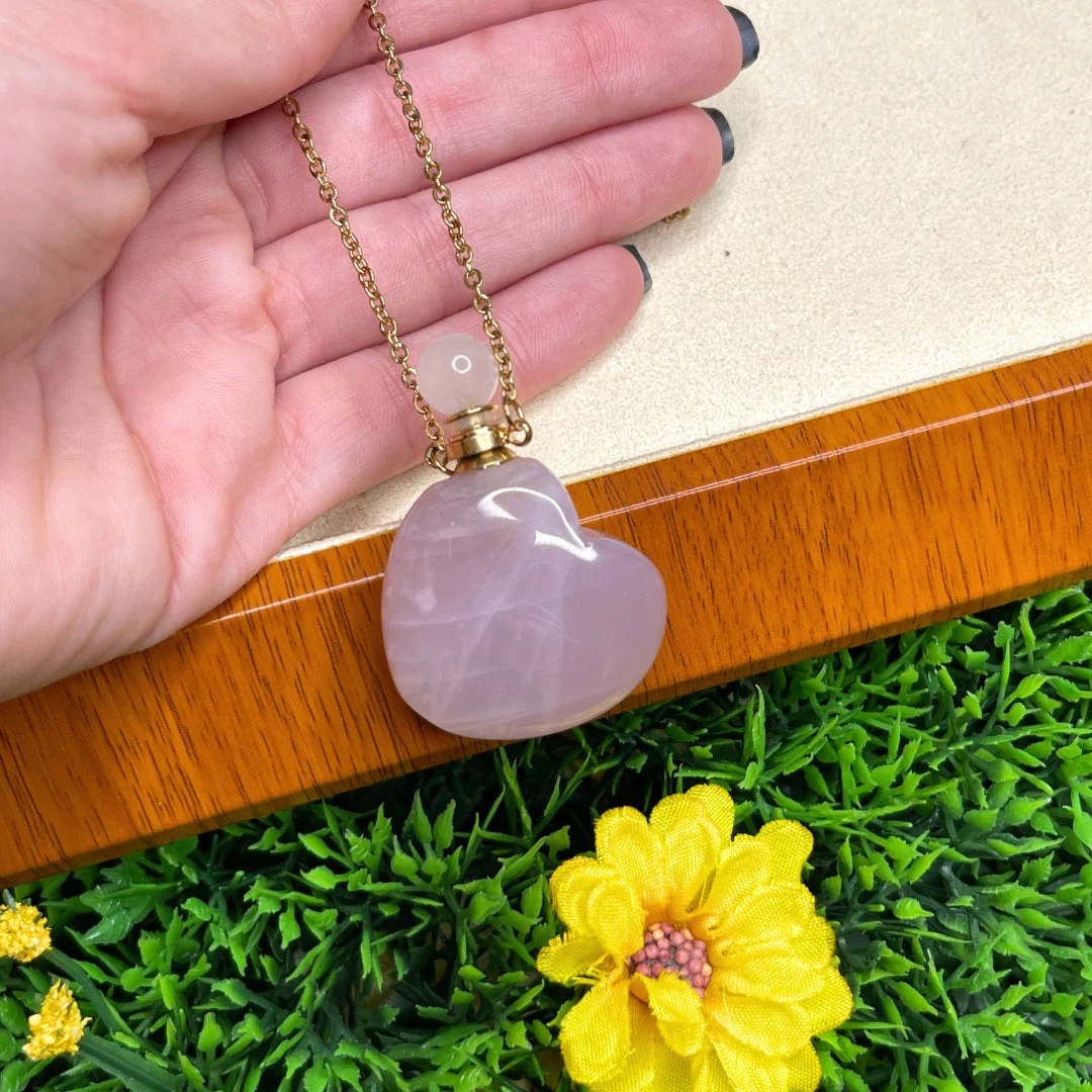 Collier Fiole Quartz Rose