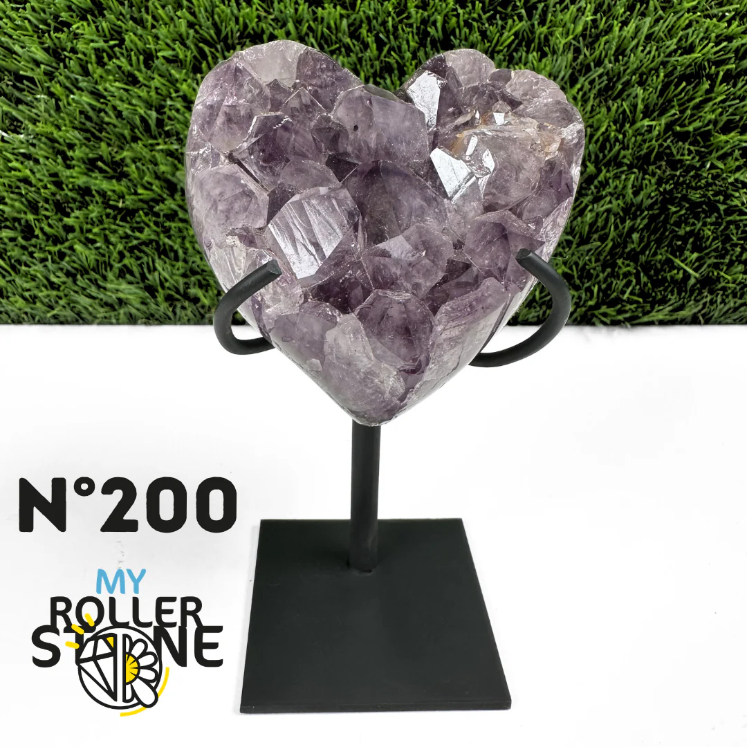 Géode Coeur Améthyste sur Support Métal #200