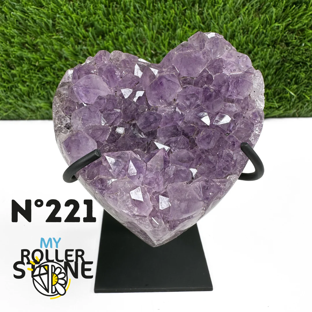 Géode Coeur Améthyste sur Support Métal #221