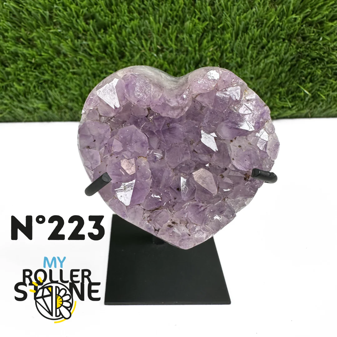 Géode Coeur Améthyste sur Support Métal #223