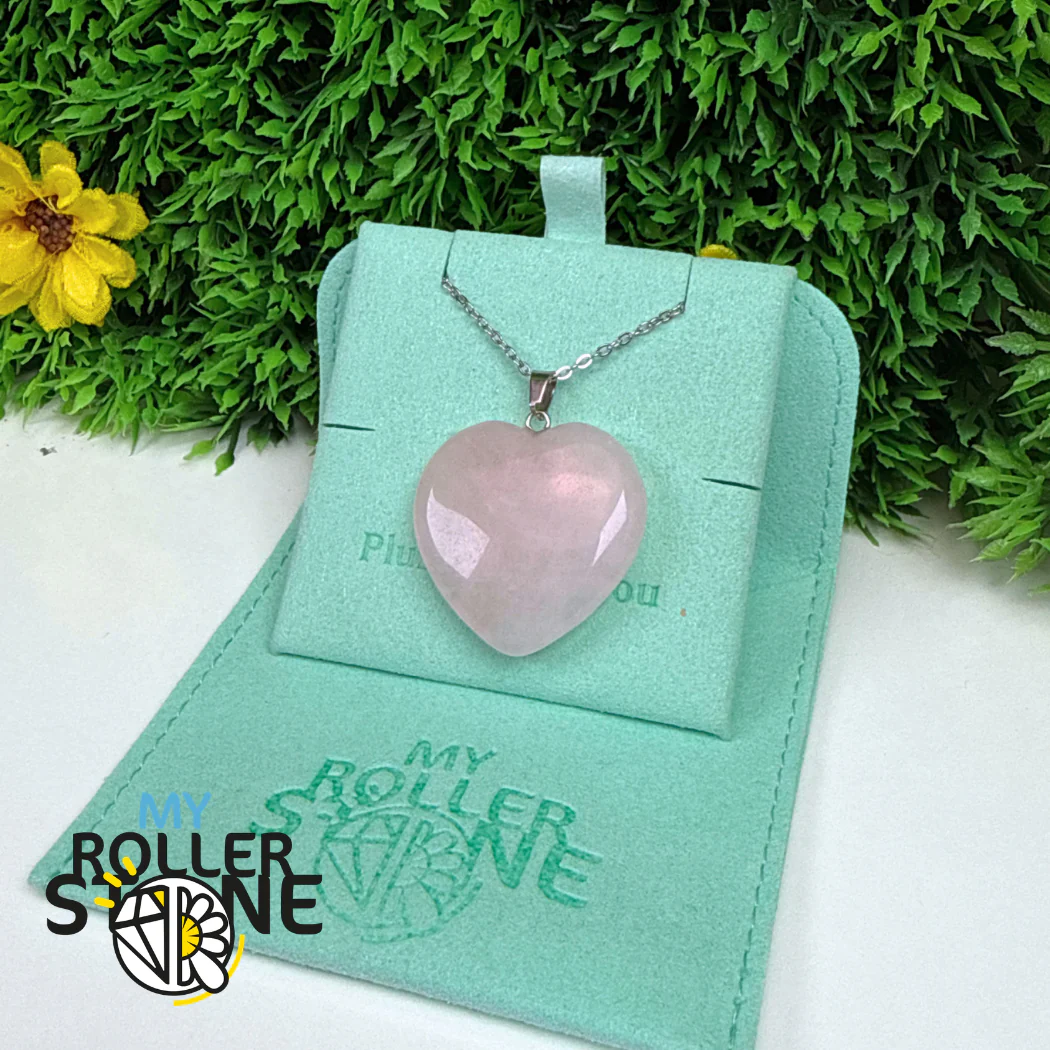 Grand Pendentif Coeur Quartz Rose - Image 2