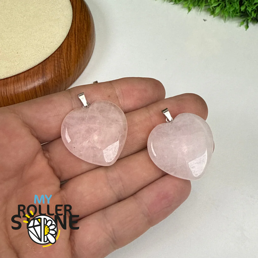 Grand Pendentif Coeur Quartz Rose - Image 3