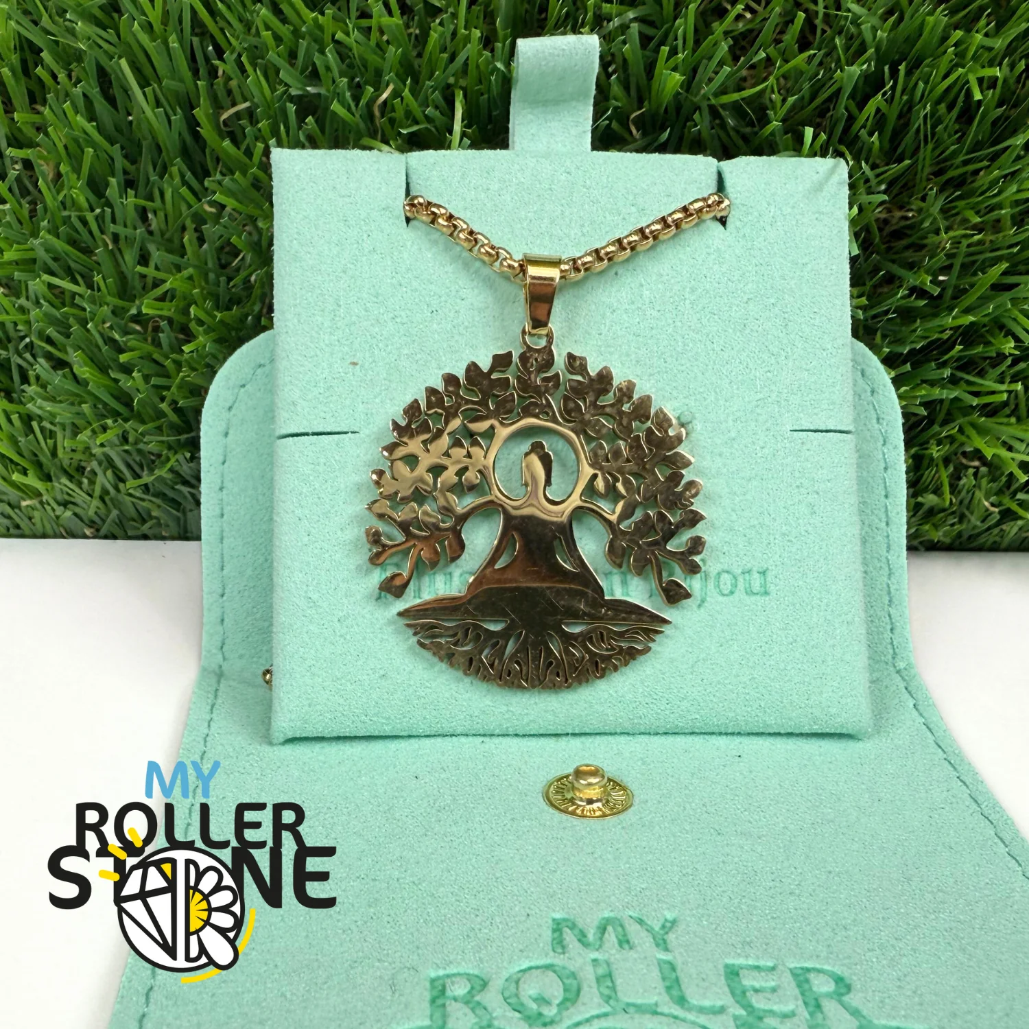 Collier Méditation et Arbre de vie acier inoxydable doré - Image 2