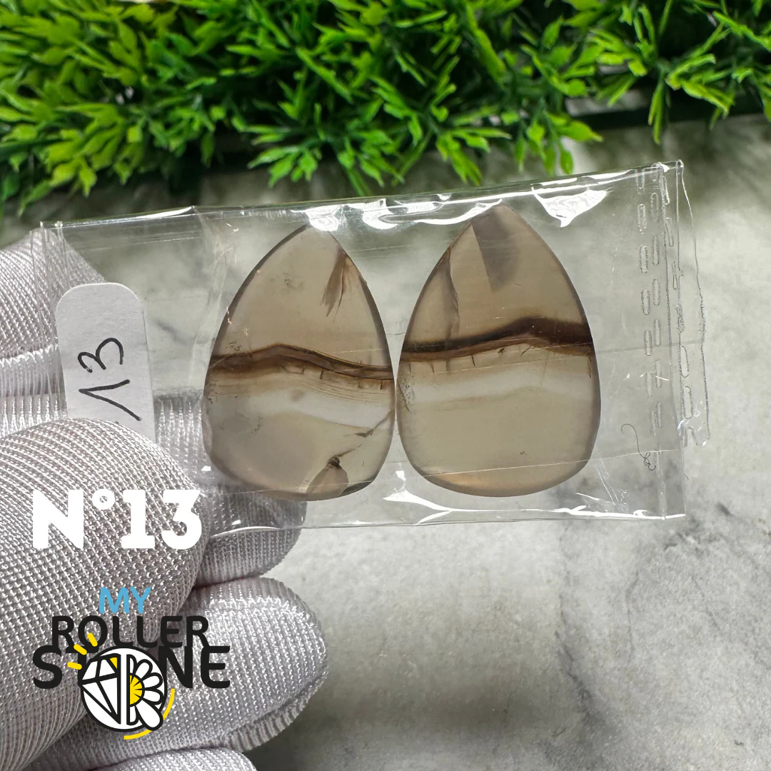 Paire de cabochons Agate Montana forme libre - Image 14