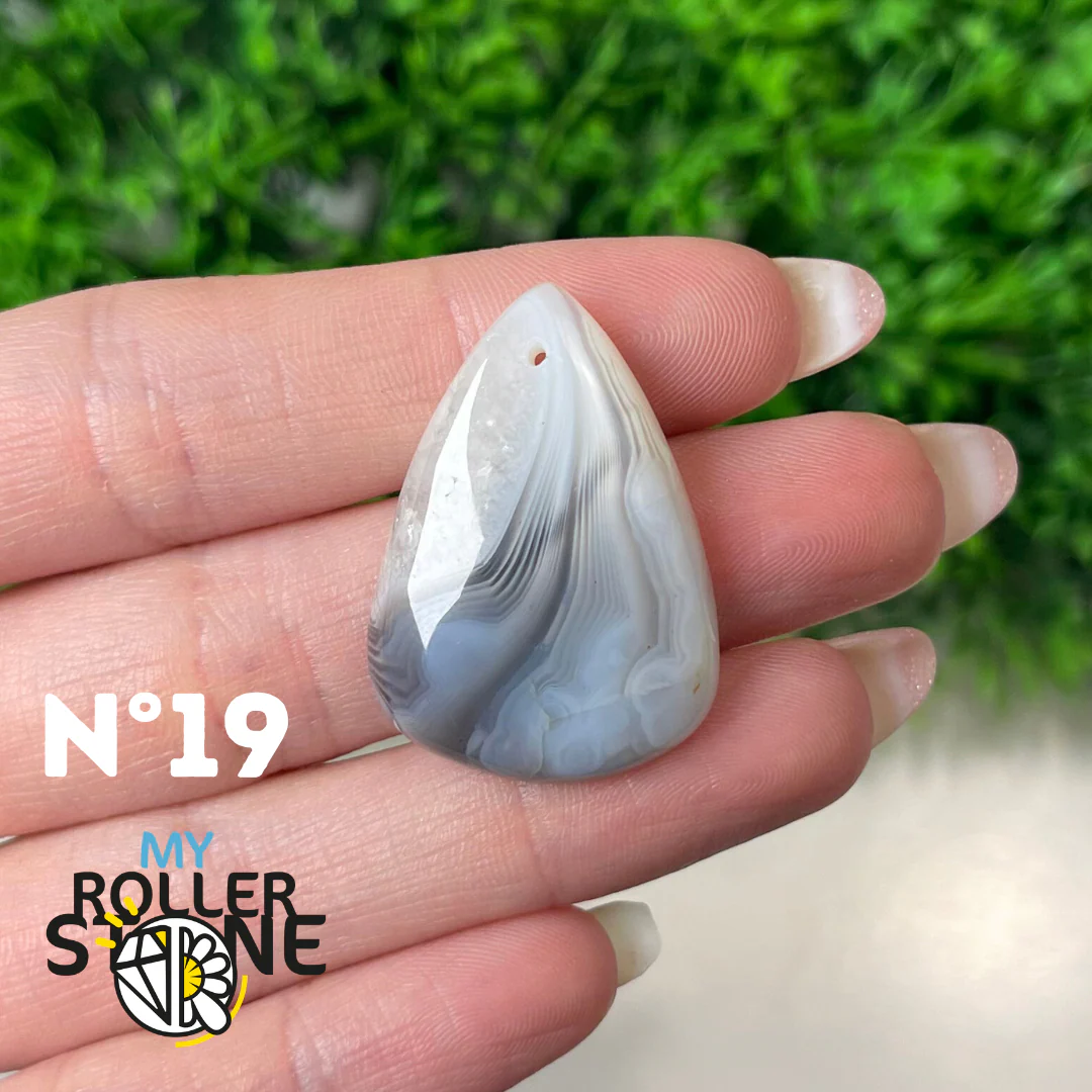 Pendentif Agate du Botswana 5A percé - Image 21