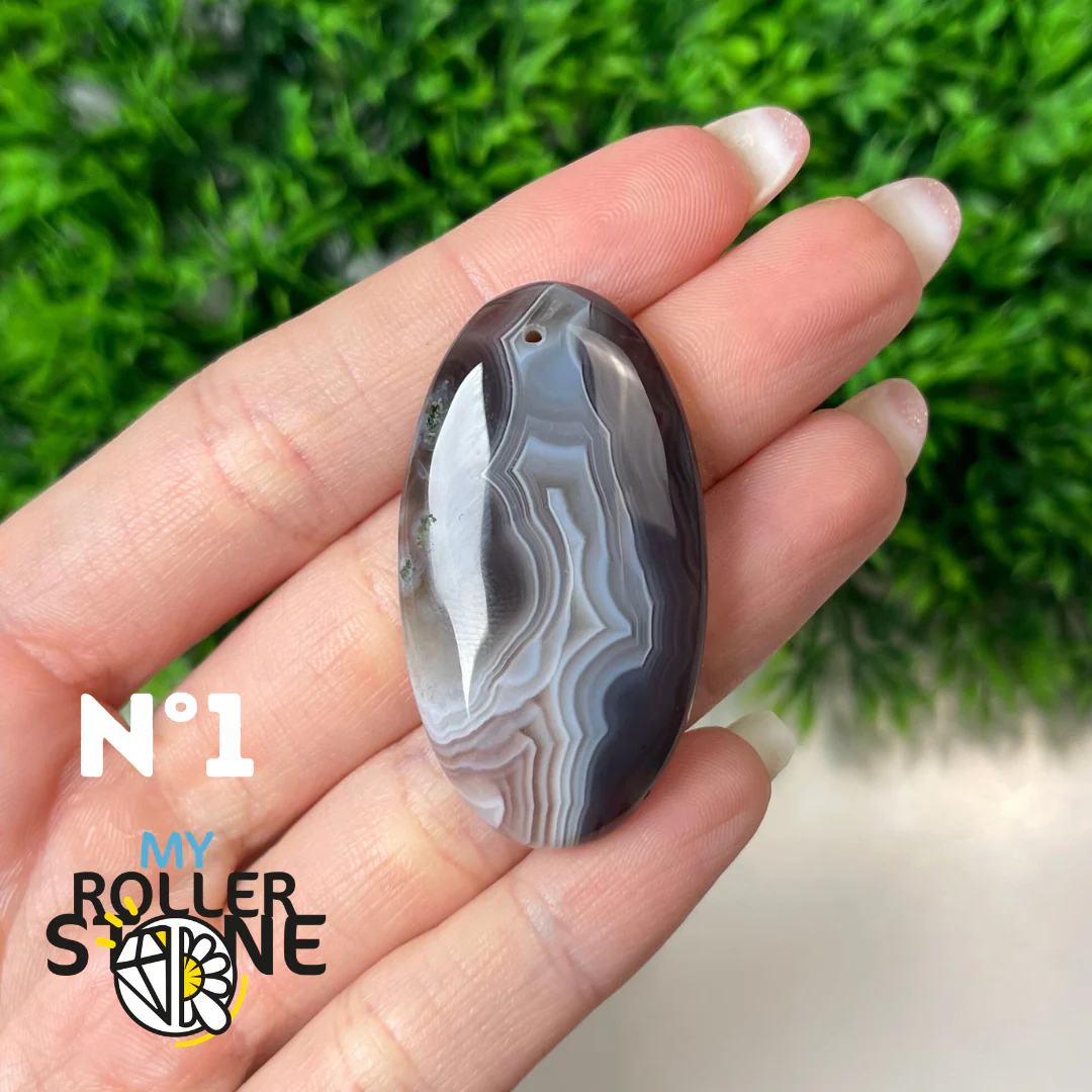 Pendentif Agate du Botswana 5A percé - Image 3