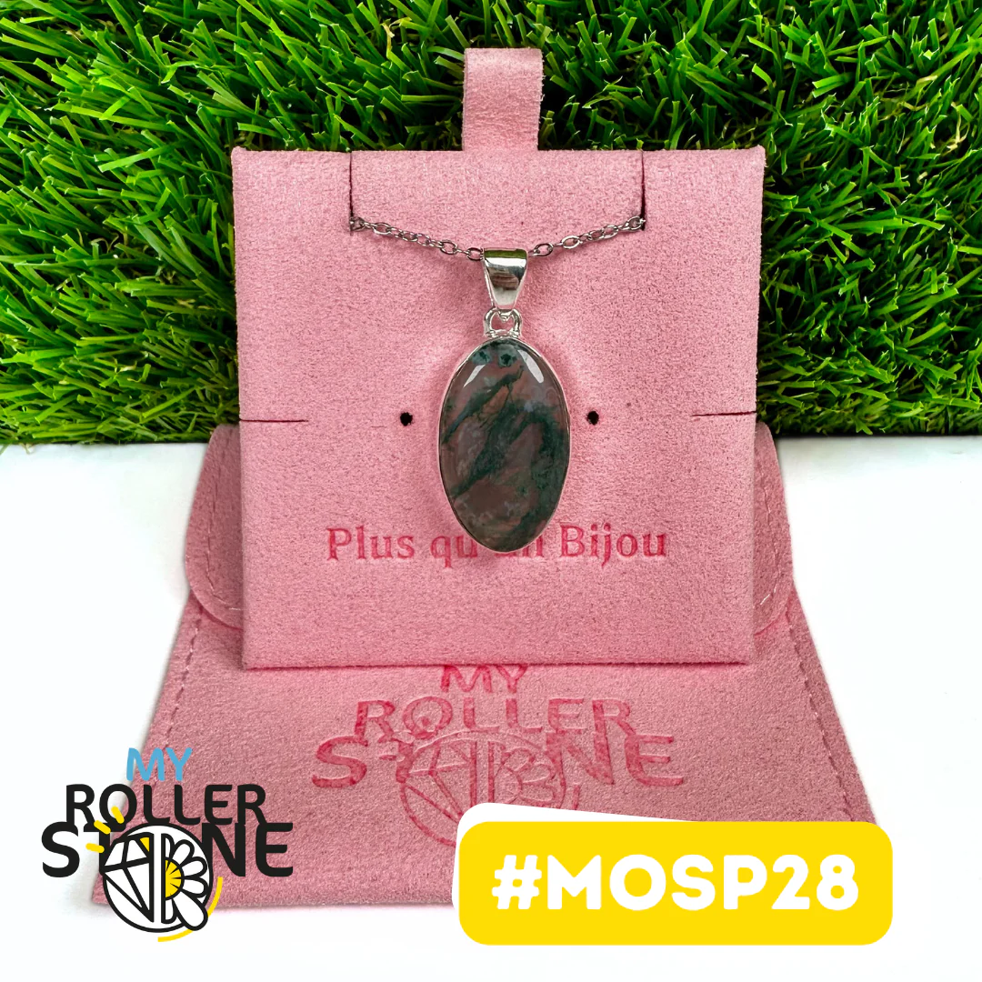 Pendentif Agate Mousse Argent 925 (MOSP28)