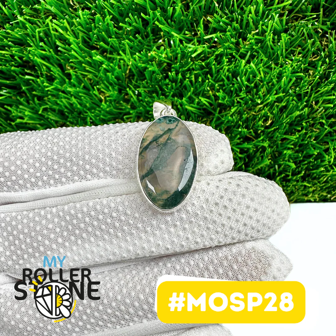 Pendentif Agate Mousse Argent 925 (MOSP28) - Image 2