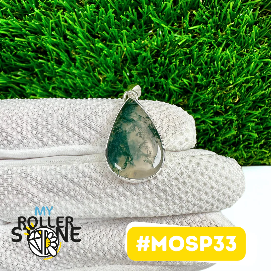 Pendentif Agate Mousse Argent 925 (MOSP33) - Image 2
