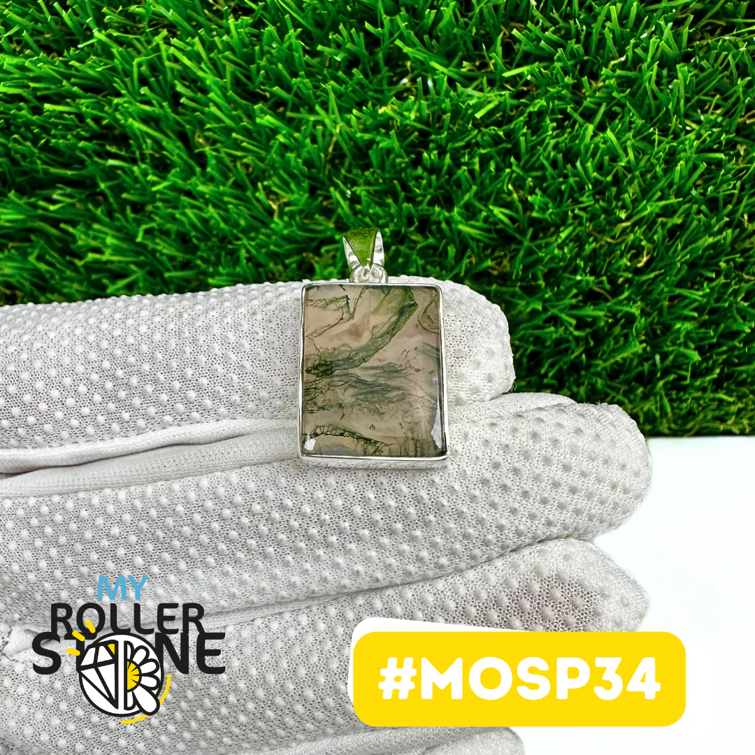Pendentif Agate Mousse Argent 925 (MOSP34) - Image 2