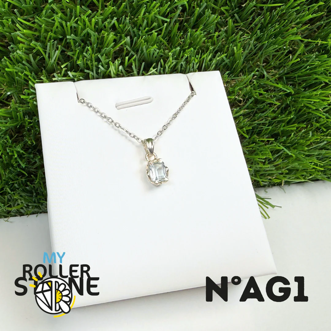 Pendentif Aigue-Marine Facettée Argent 925 #AG1