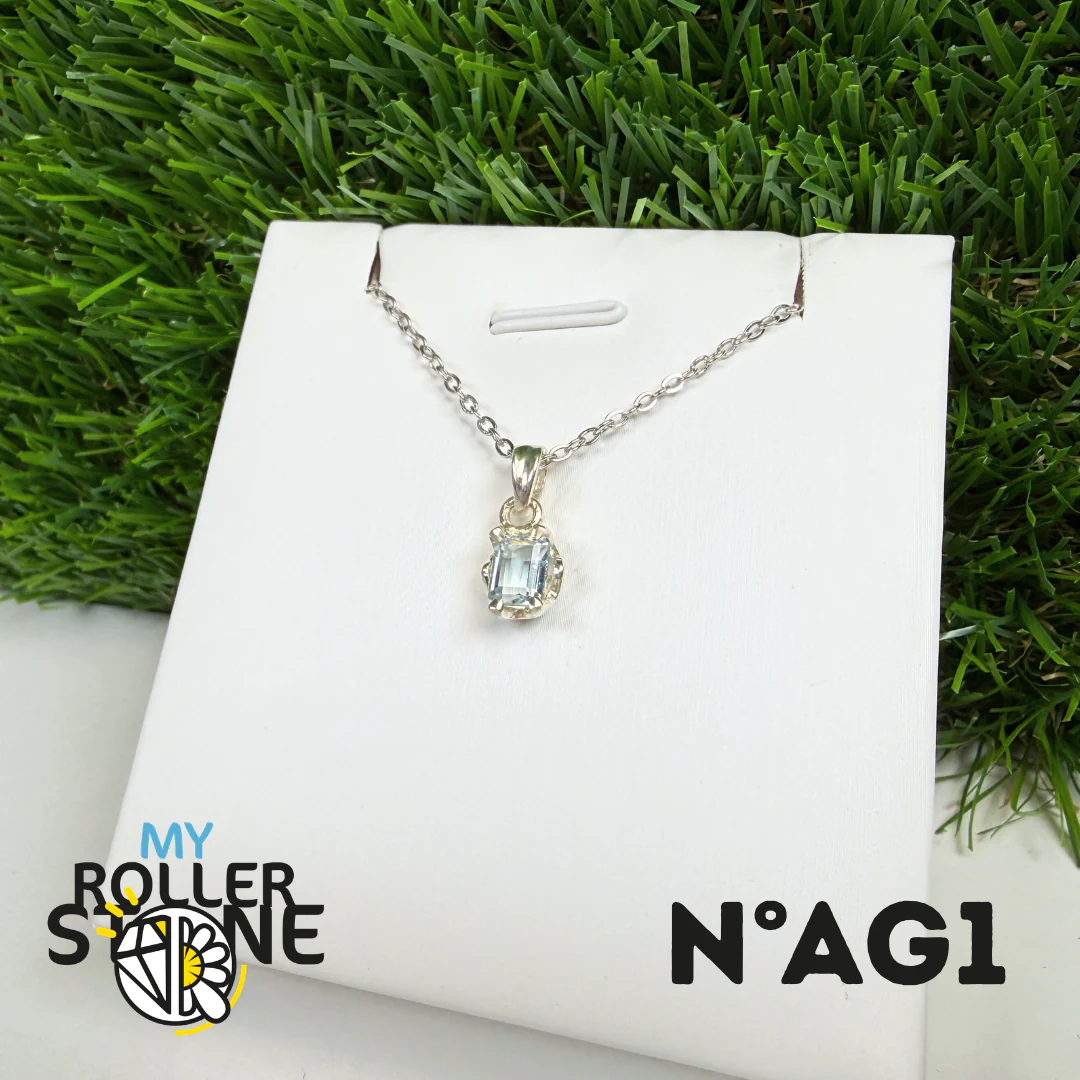 Pendentif Aigue-Marine Facettée Argent 925 #AG1 - Image 2