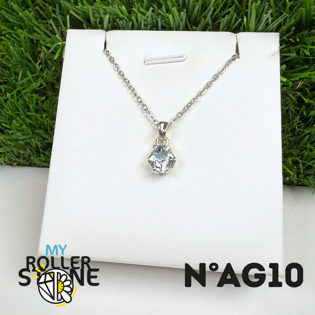 Pendentif Aigue-Marine Facettée Argent 925 #AG10