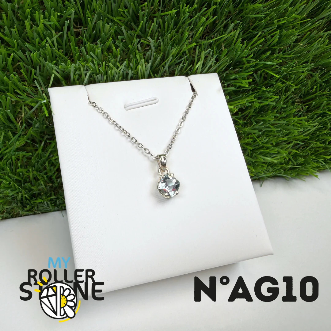 Pendentif Aigue-Marine Facettée Argent 925 #AG10 - Image 2
