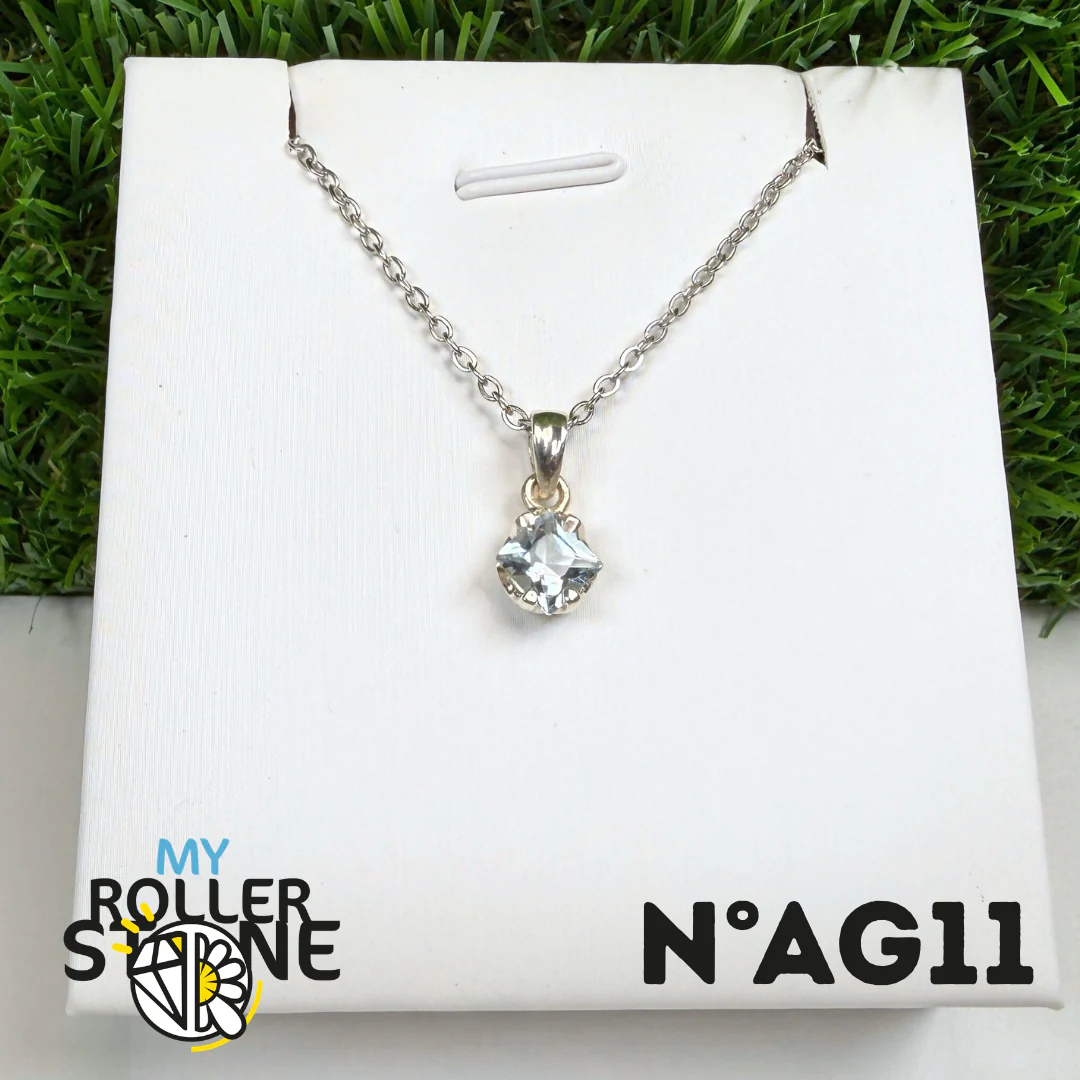 Pendentif Aigue-Marine Facettée Argent 925 #AG11