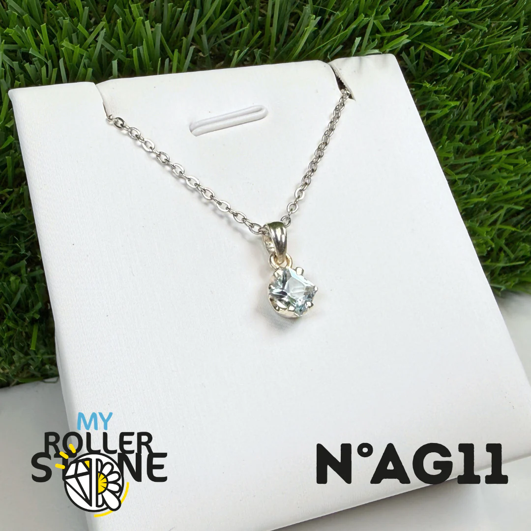 Pendentif Aigue-Marine Facettée Argent 925 #AG11 - Image 2