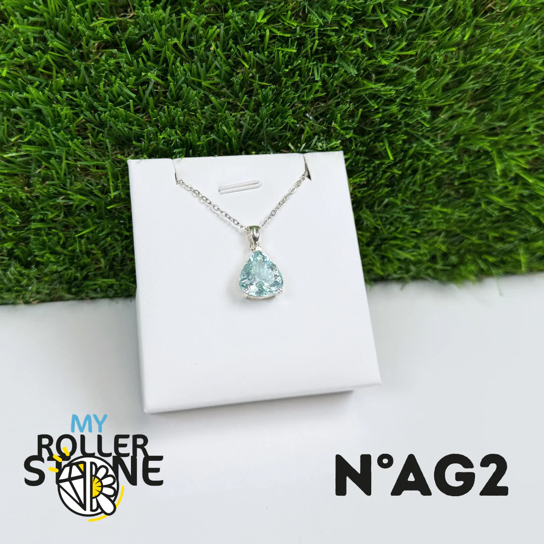 Pendentif Aigue-Marine Facettée Argent 925 #AG2 - Image 2
