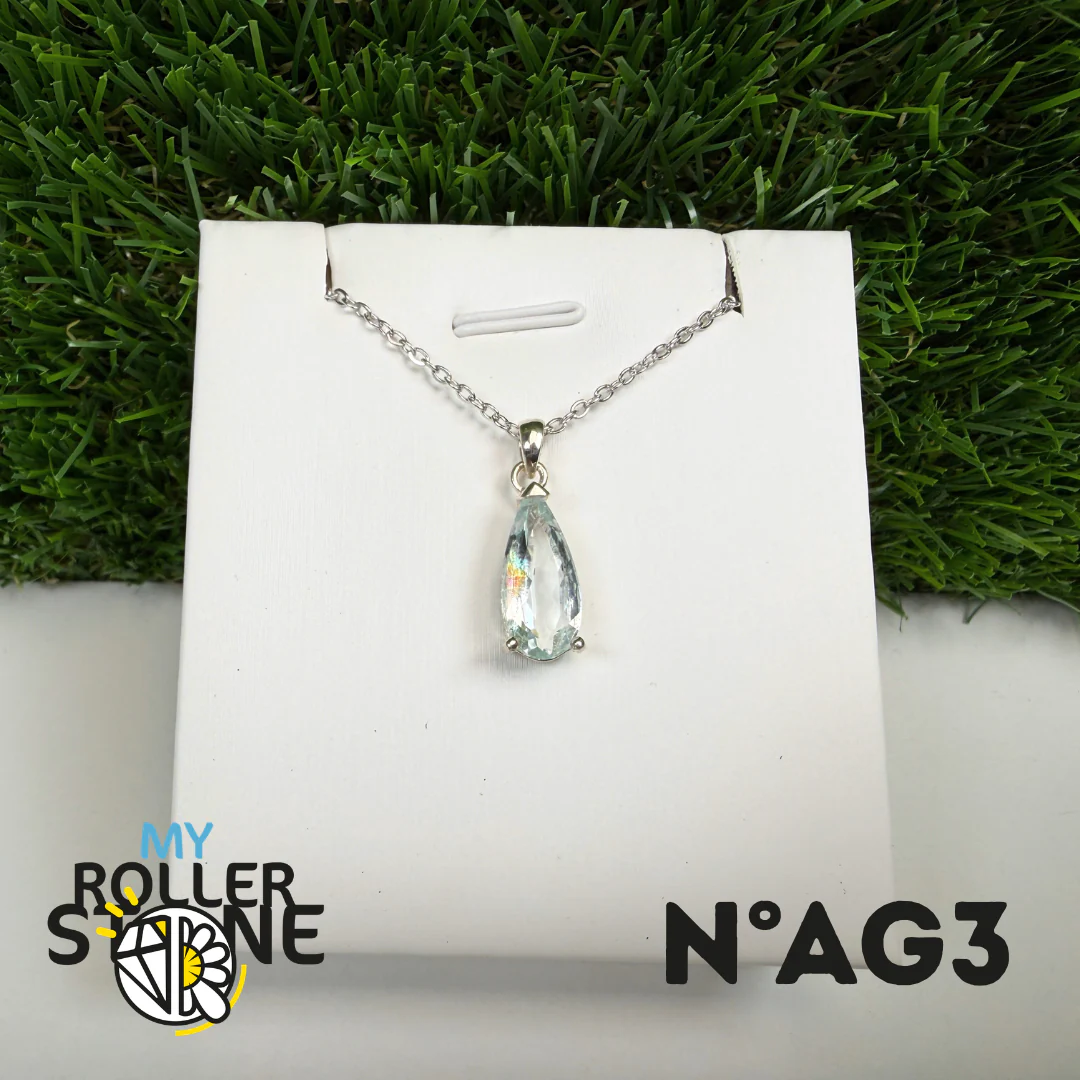 Pendentif Aigue-Marine Facettée Argent 925 #AG3