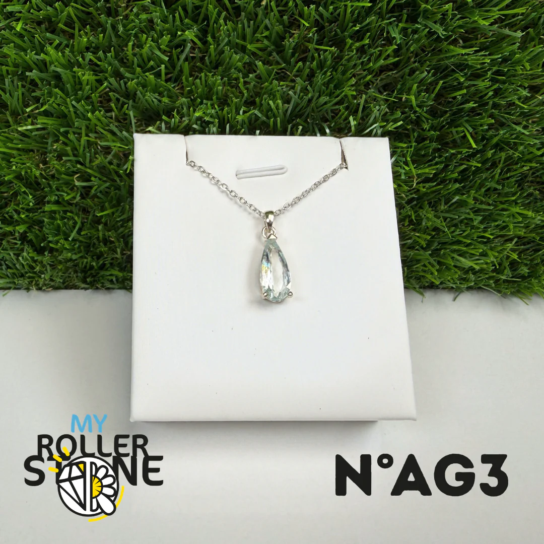 Pendentif Aigue-Marine Facettée Argent 925 #AG3 - Image 2