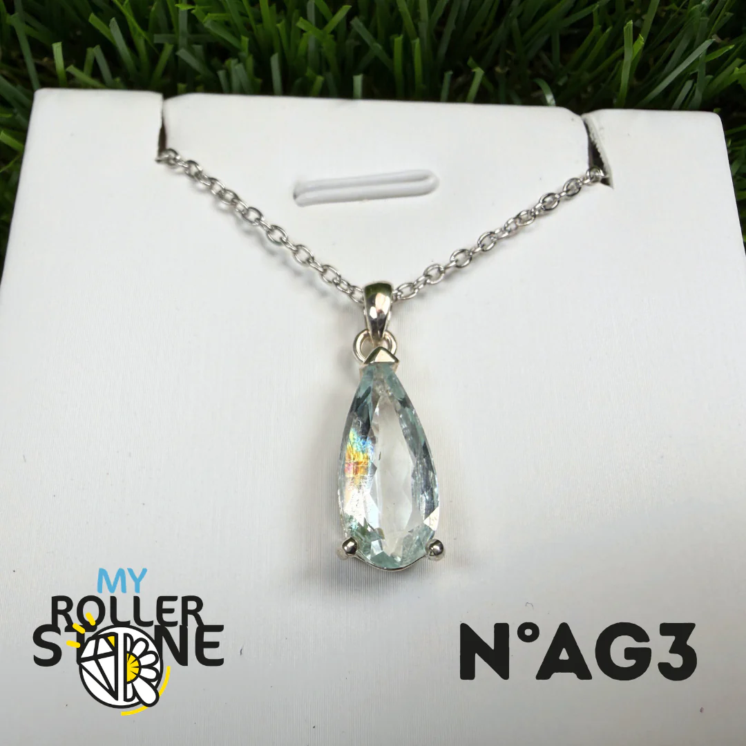 Pendentif Aigue-Marine Facettée Argent 925 #AG3 - Image 3