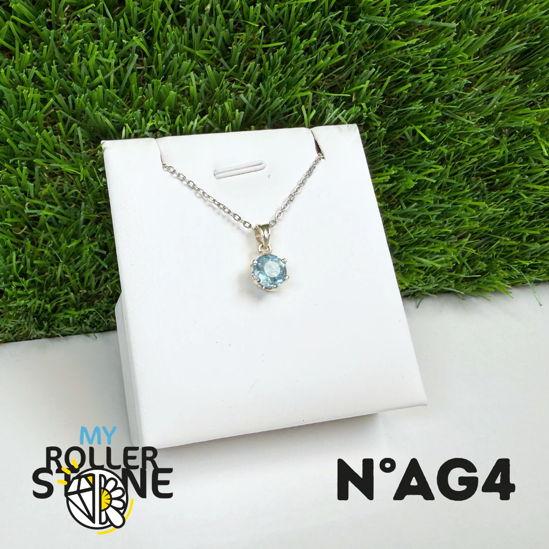 Pendentif Aigue-Marine Facettée Argent 925 #AG4 - Image 2