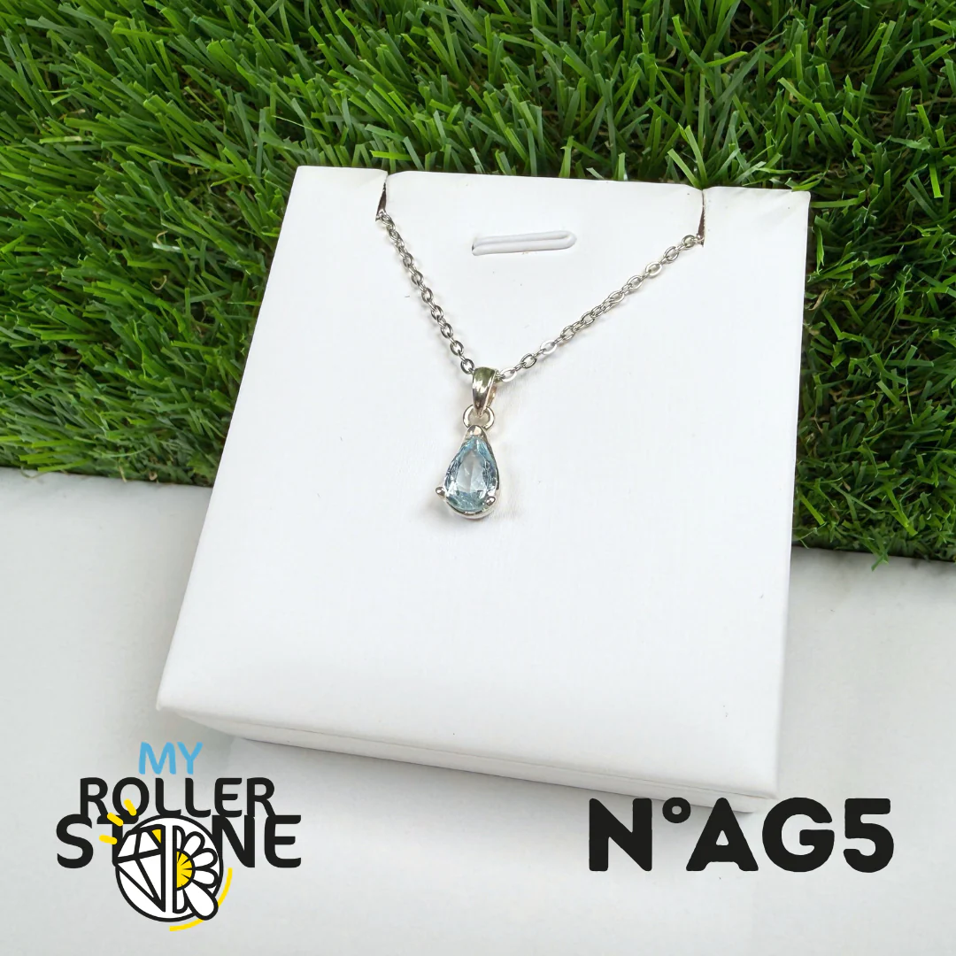 Pendentif Aigue-Marine Facettée Argent 925 #AG5 - Image 2