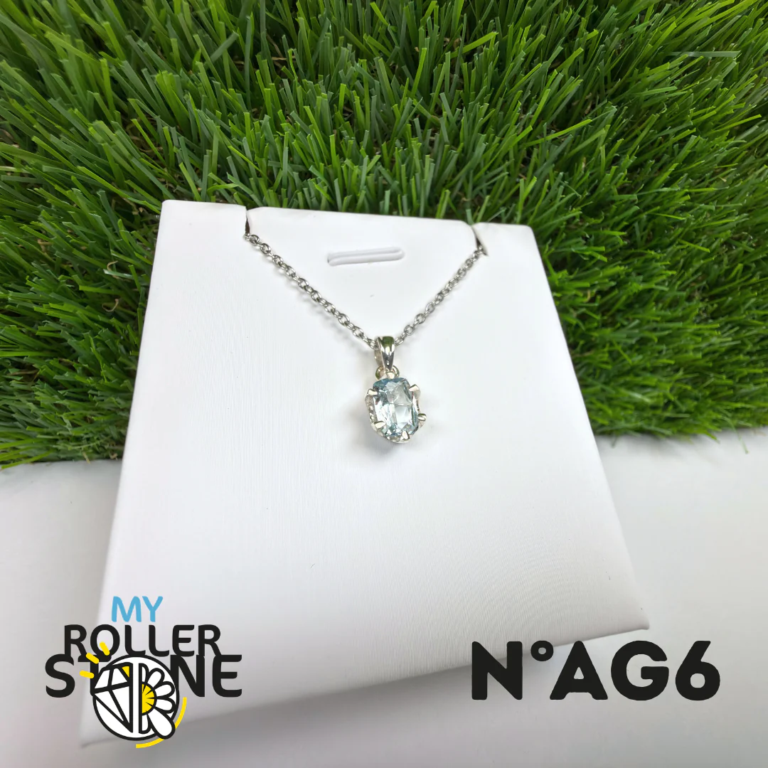 Pendentif Aigue-Marine Facettée Argent 925 #AG6 - Image 2