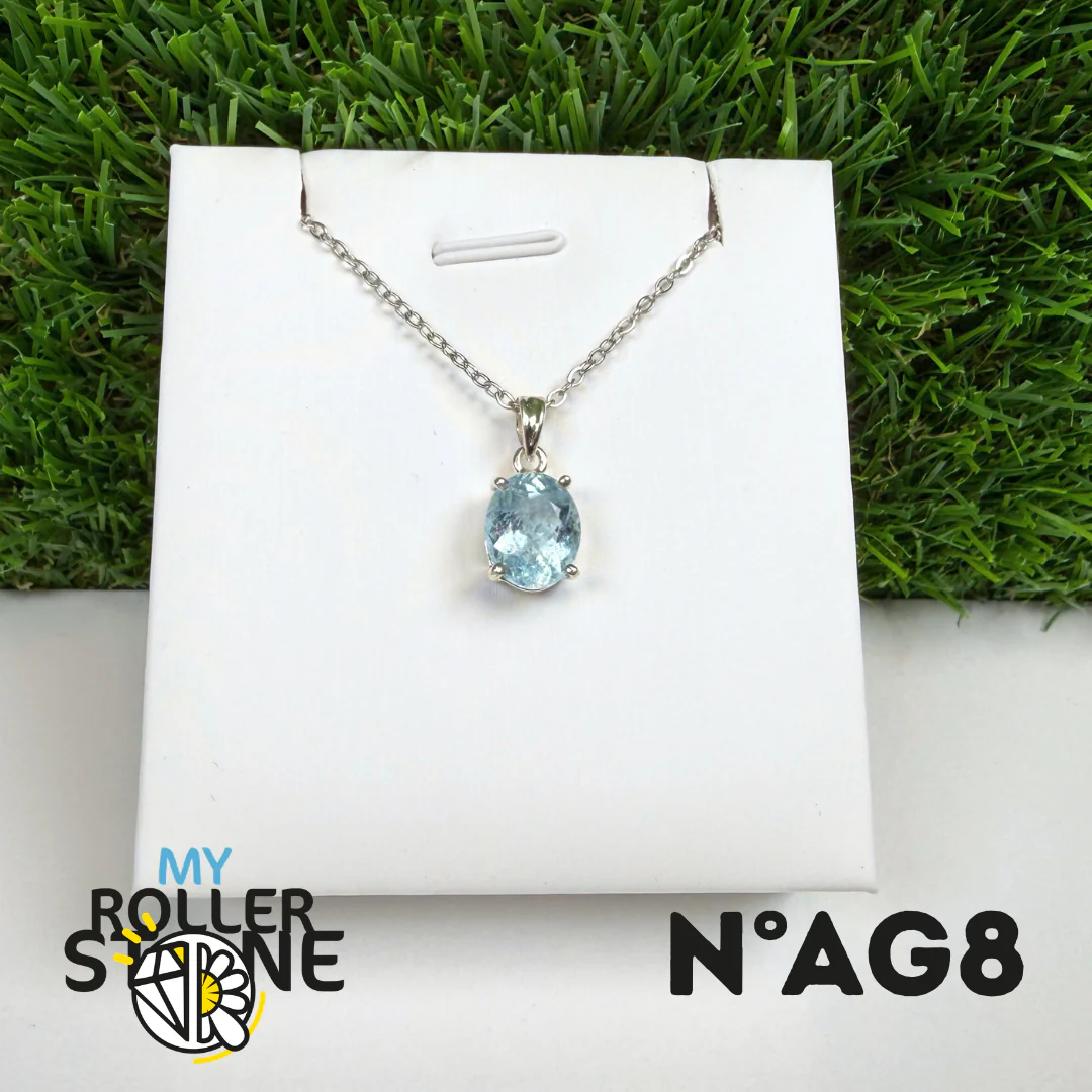 Pendentif Aigue-Marine Facettée Argent 925 #AG8 - Image 2