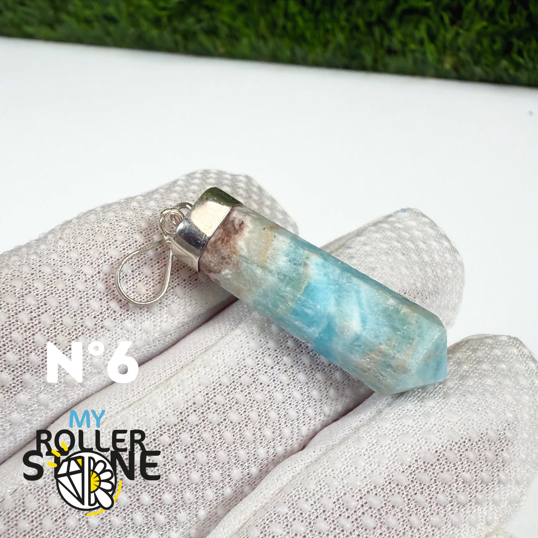 Pendentif Aragonite Bleue et Argent - Image 7