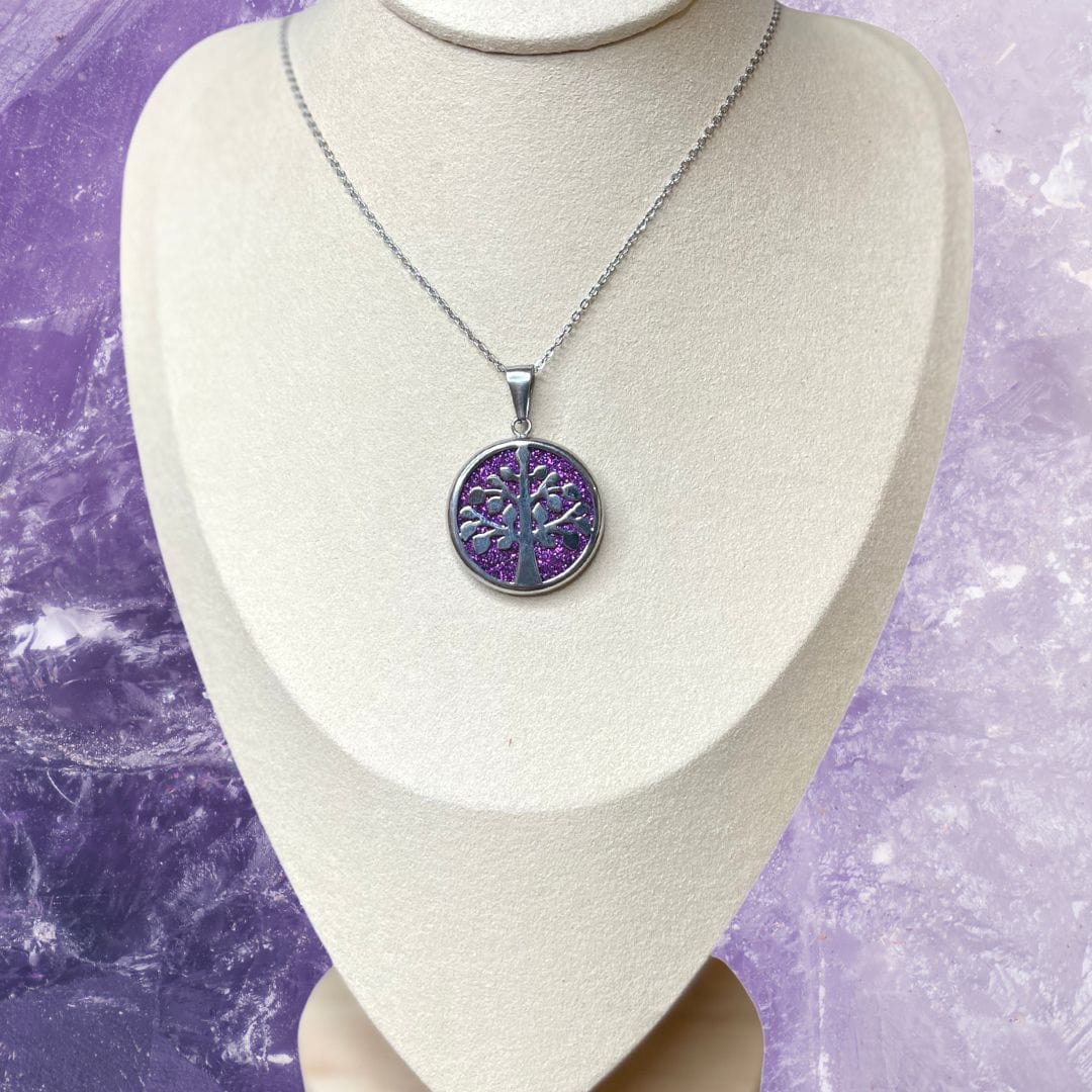 Pendentif Arbre de vie Acier inoxydable Violet/Argenté - Image 7