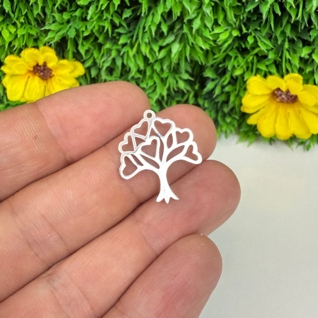 Pendentif Arbre de vie et Coeur Argenté et doré - Image 4