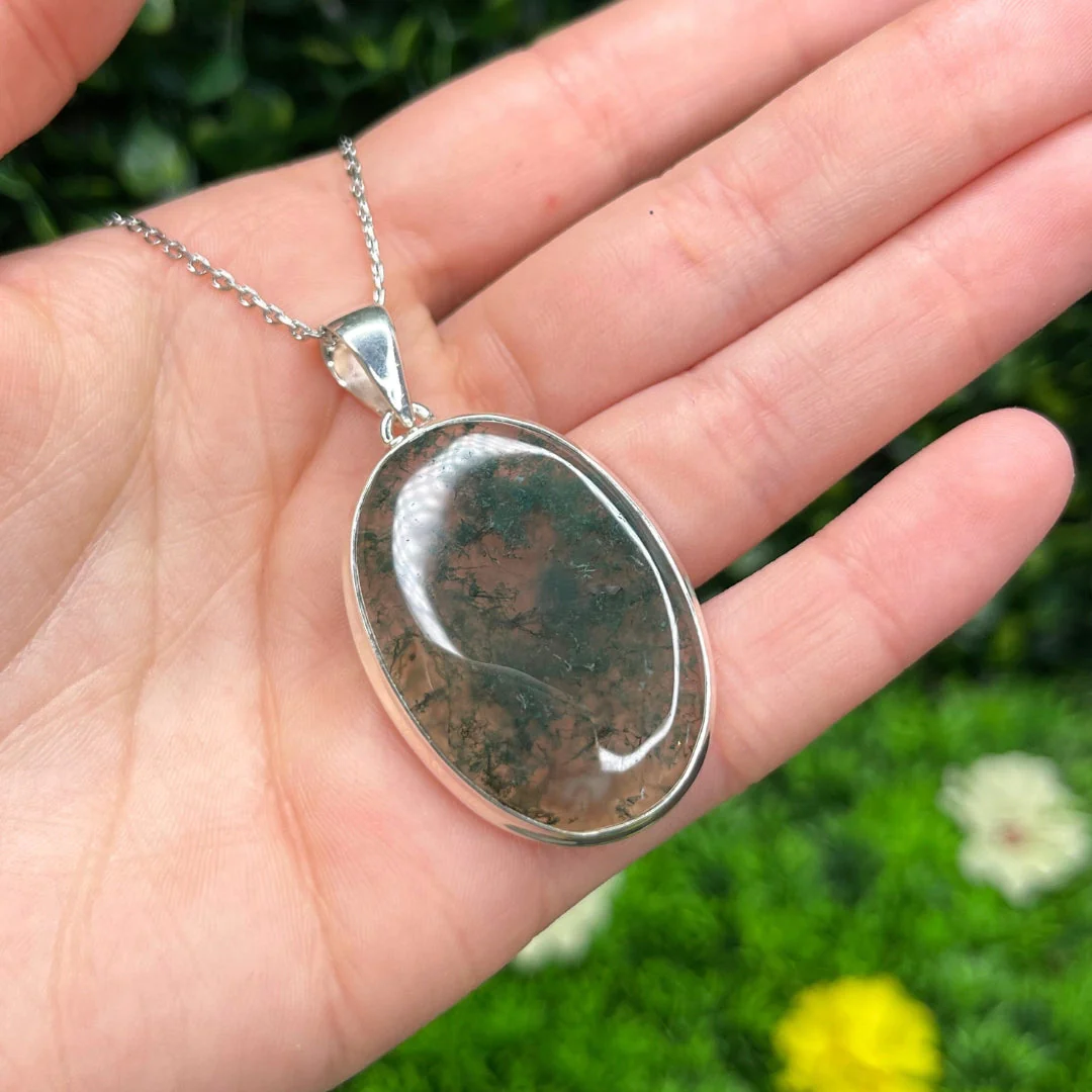 Pendentif Argent 925 Agate Mousse #1 - Image 2