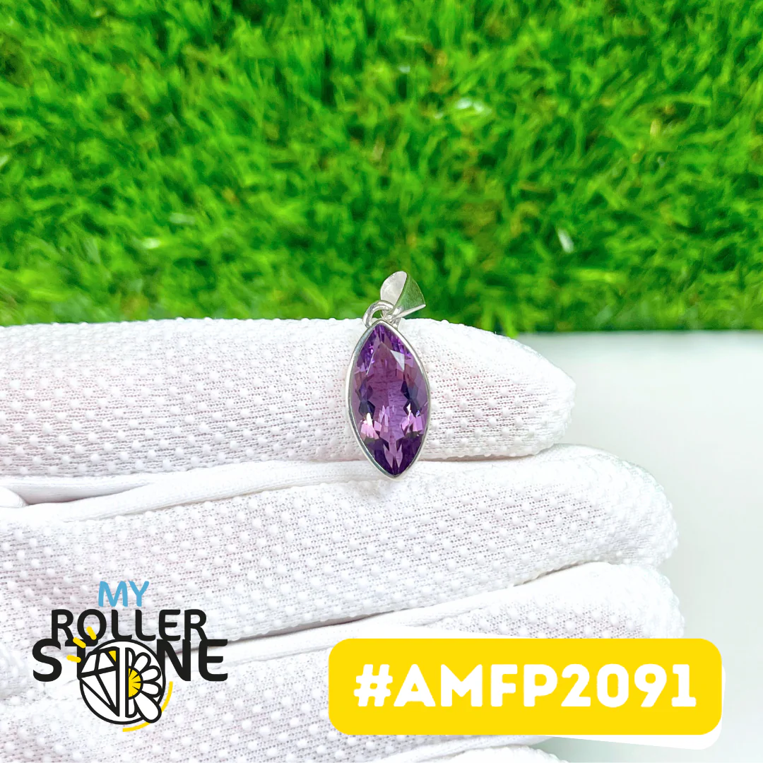 Pendentif Argent 925 Améthyste Facettée #AMFP2091 - Image 2