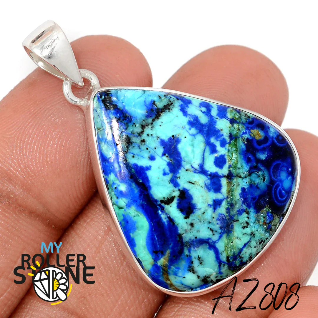 Pendentif Azurite Malachite Argent 925 AZ808