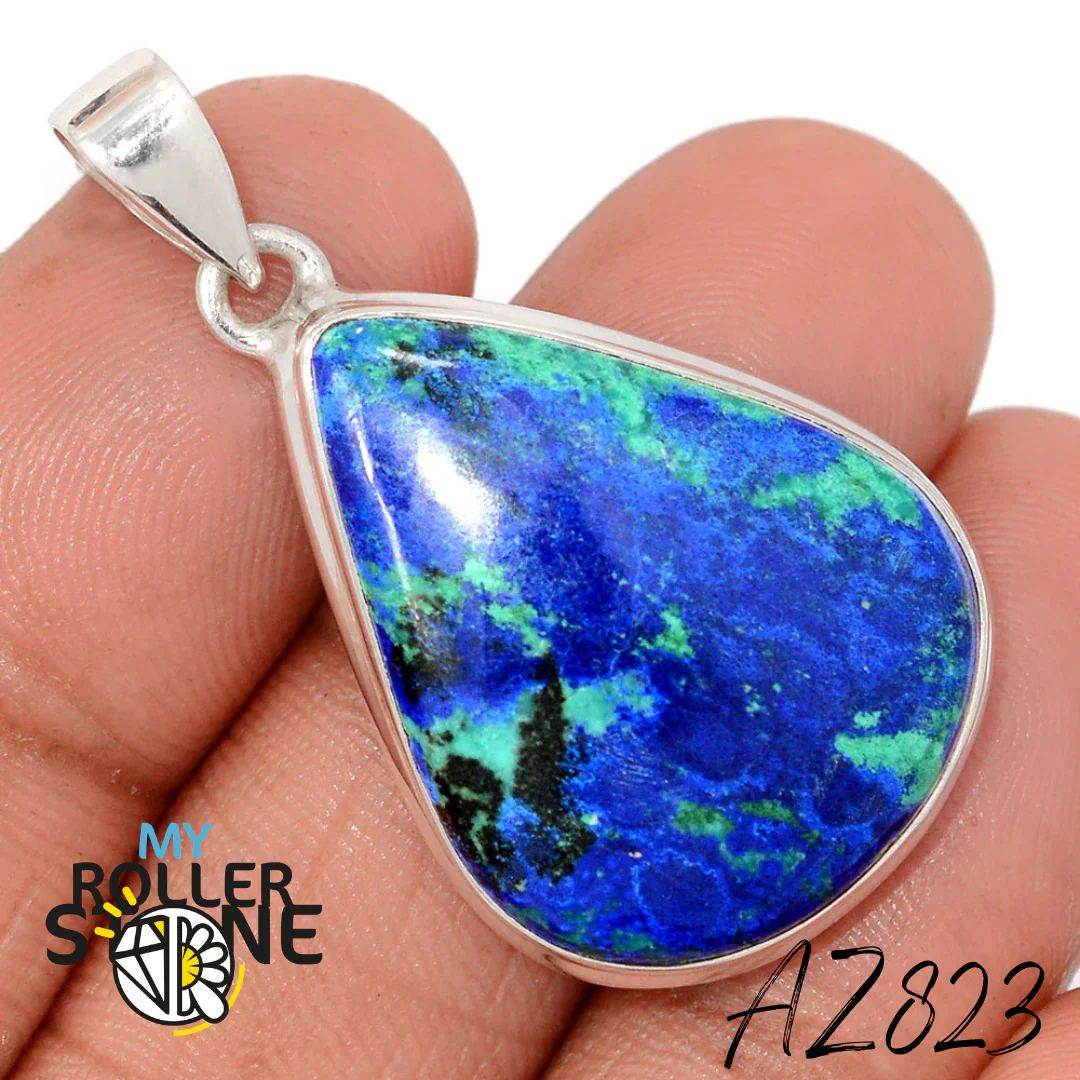 Pendentif Azurite Malachite Argent 925 AZ823