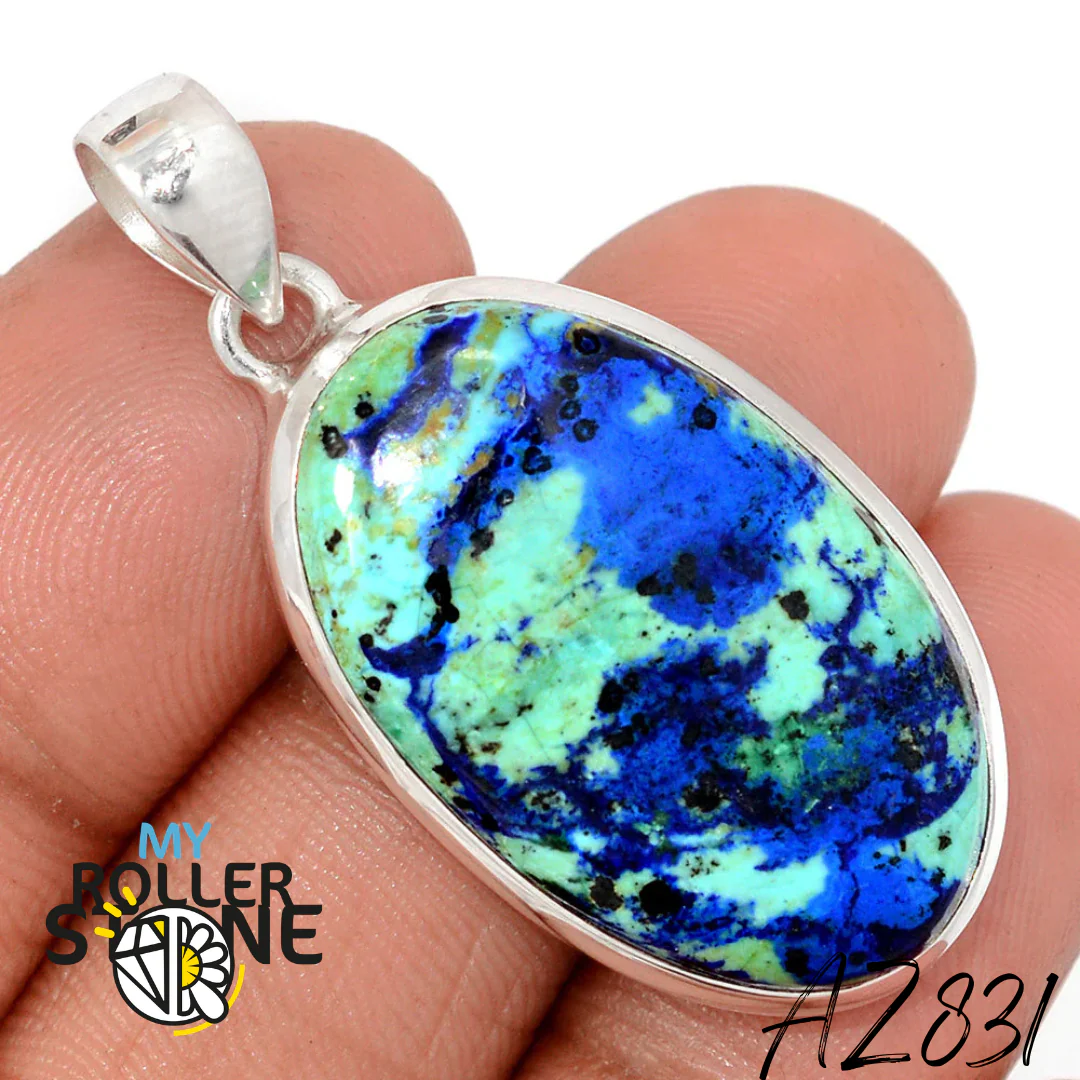 Pendentif Azurite Malachite Argent 925 AZ831