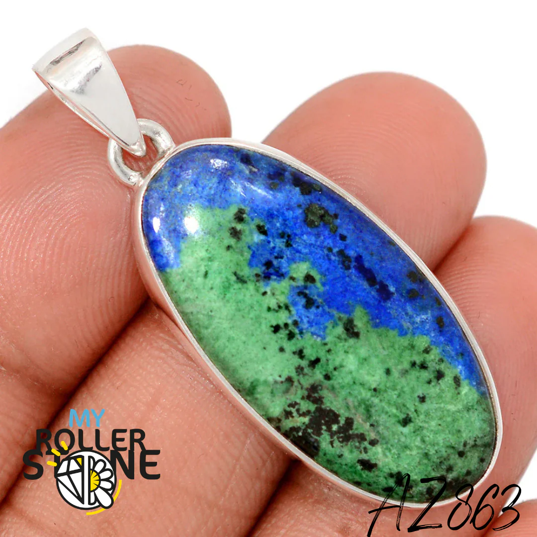 Pendentif Azurite Malachite Argent 925 AZ863