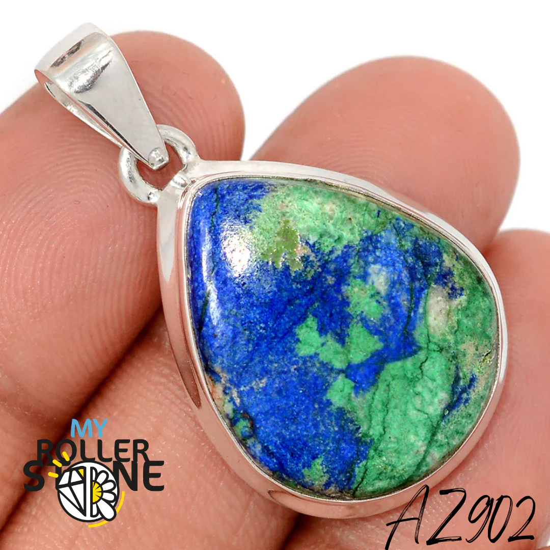 Pendentif Azurite Malachite Argent 925 AZ902