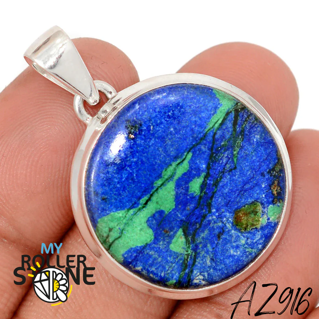 Pendentif Azurite Malachite Argent 925 AZ916