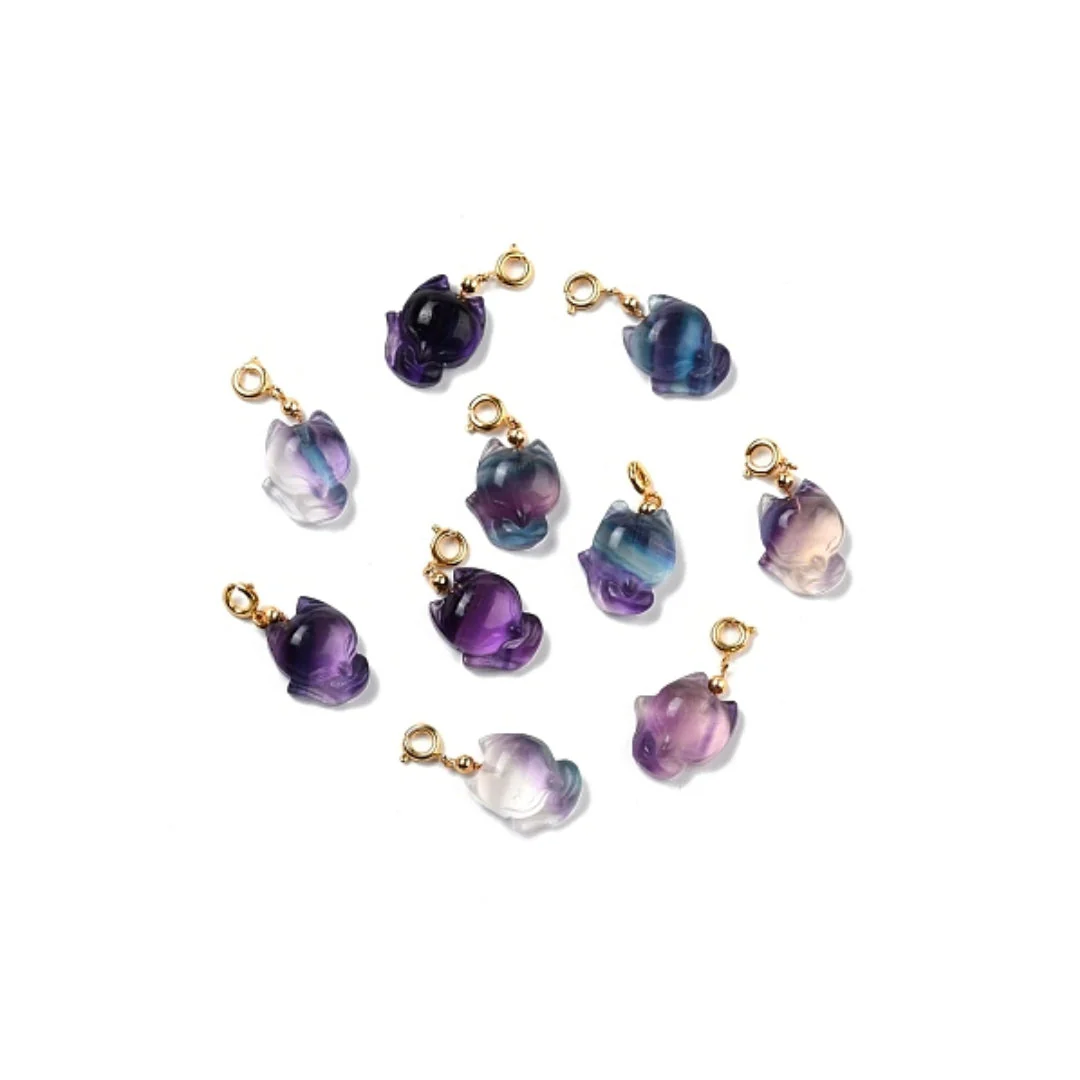 Pendentif Chat Fluorite Arc-en-ciel - Image 2