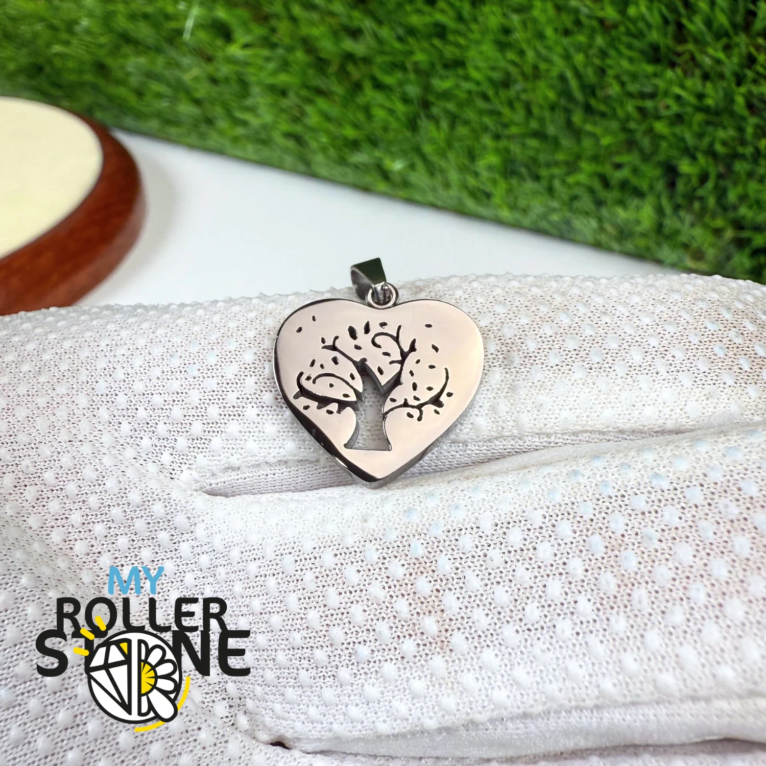 Pendentif Coeur Arbre de vie acier inoxydable argenté