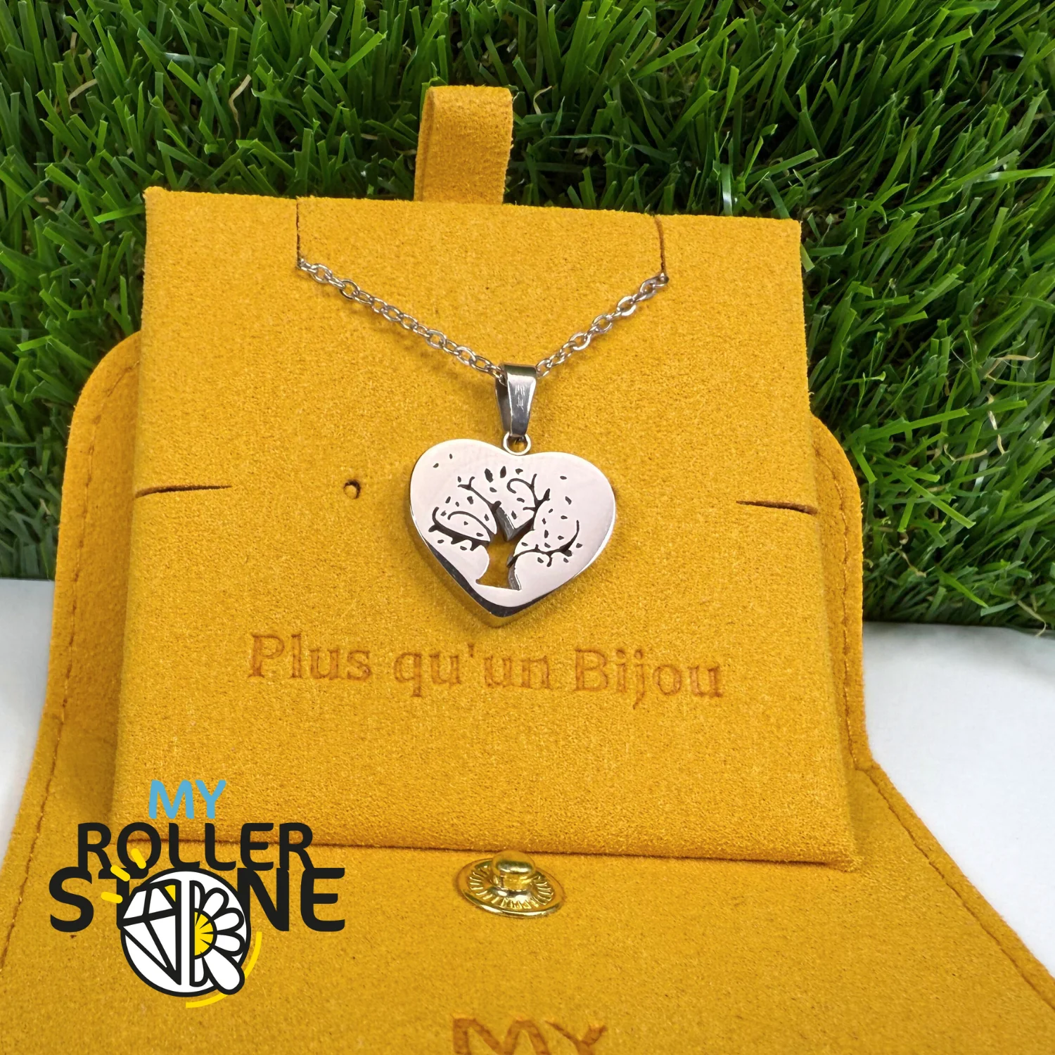 Pendentif Coeur Arbre de vie acier inoxydable argenté - Image 2