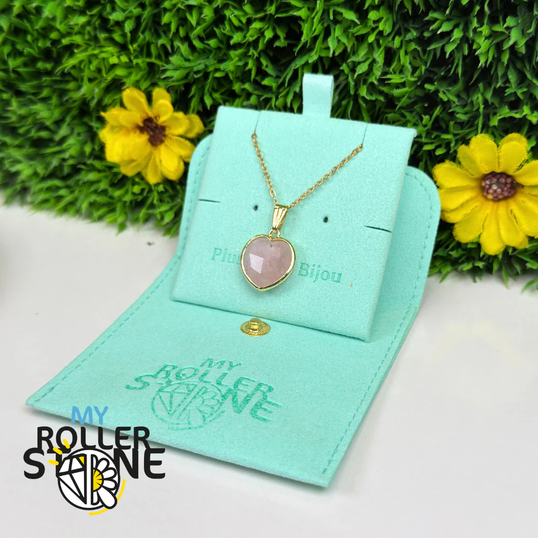 Pendentif coeur Quartz Rose Serti - Image 2
