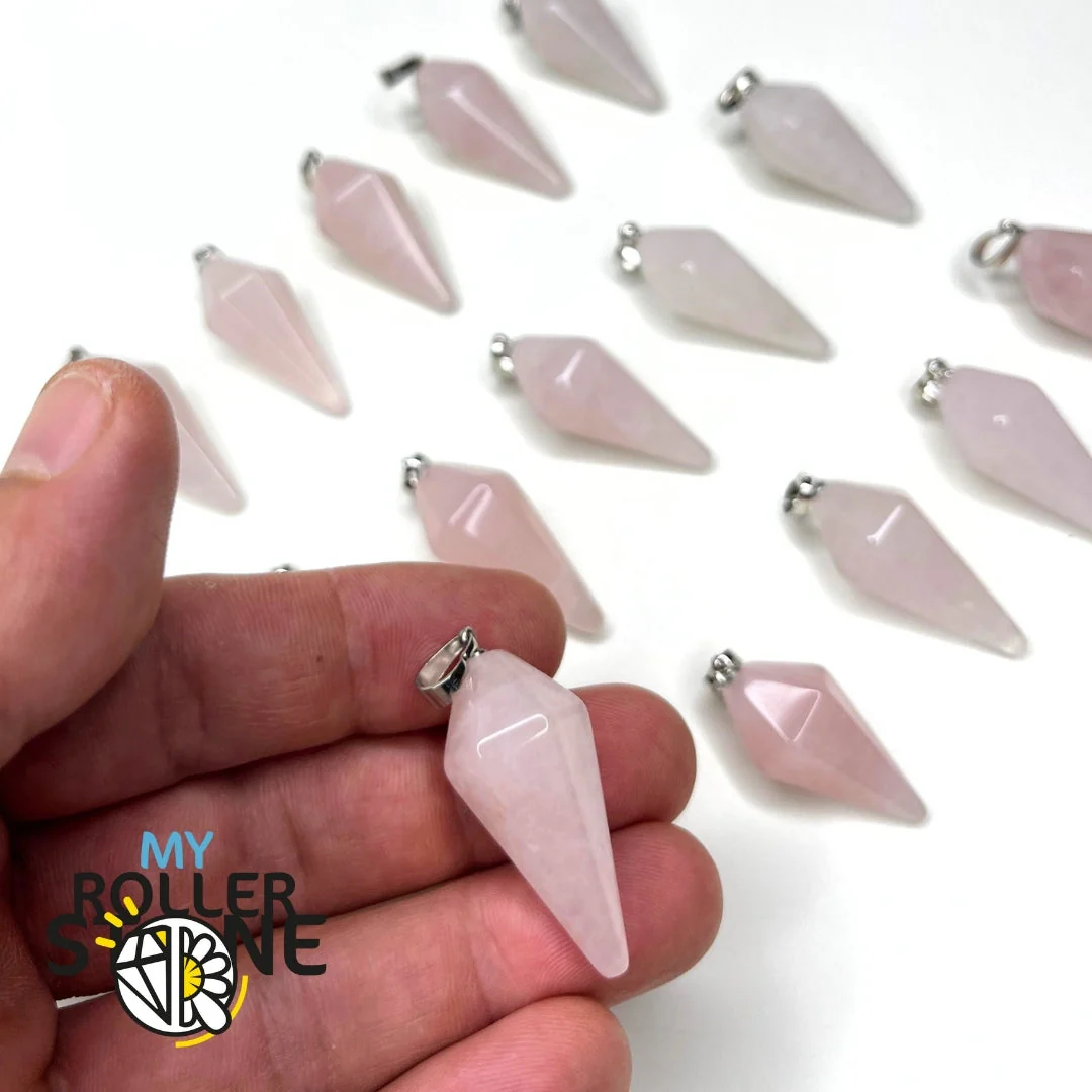 Pendentif cone Quartz rose - Image 3