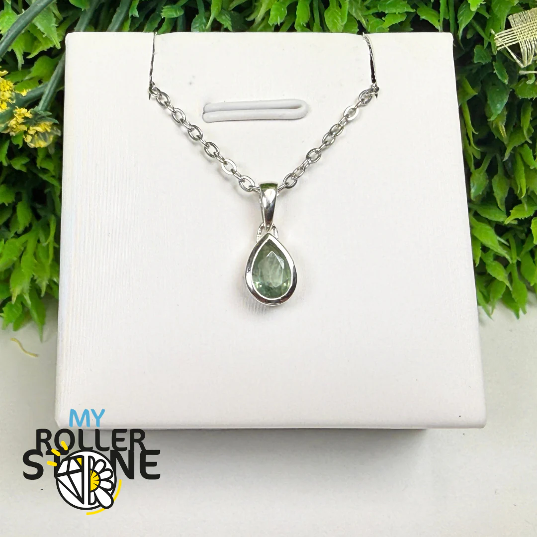 Pendentif Cyanite Verte Menthe Facettée Argent 925