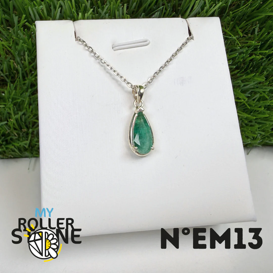 Pendentif Émeraude du Brésil Argent 925 #EM13 - Image 2