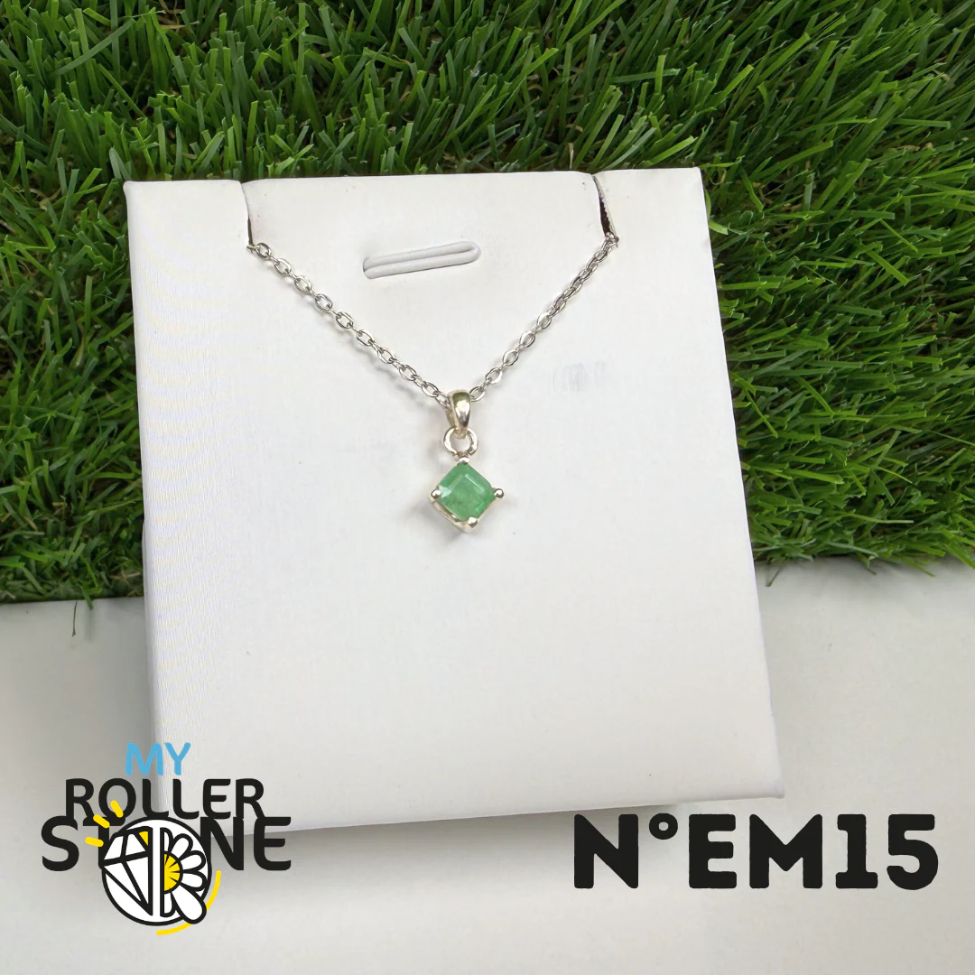Pendentif Émeraude du Brésil Argent 925 #EM15 - Image 2
