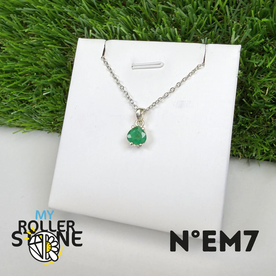 Pendentif Émeraude du Brésil Argent 925 #EM7 - Image 2